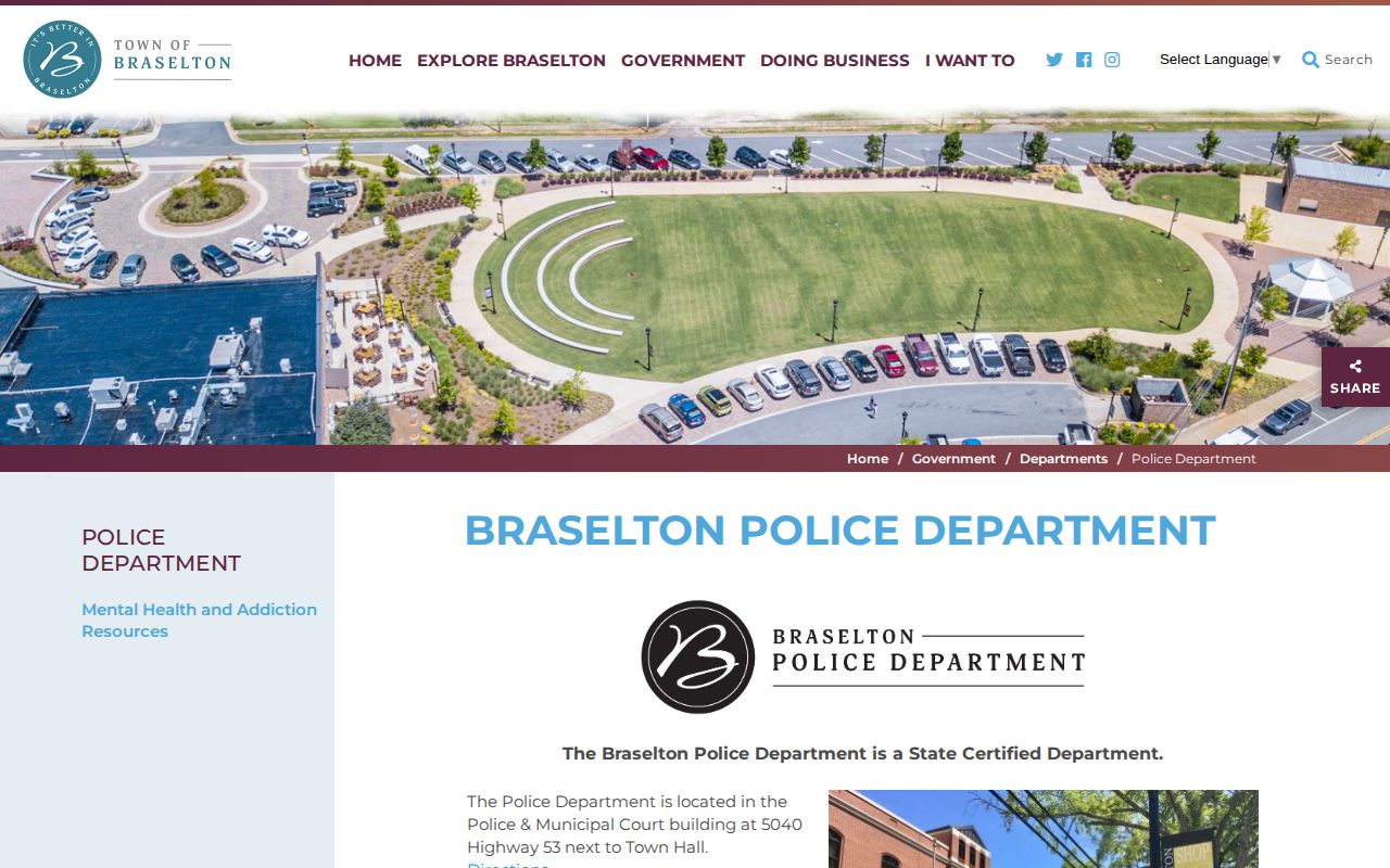 Braselton Police Department contacts and photograph fee information for Jackson County arrest records